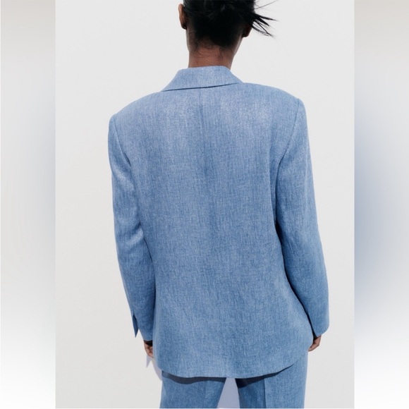 ZARA 2 PIECES MATCHING SET SHINY FABRIC JACKET & SHINY FABRIC STRAIGHT LEG PANTS - Picture 8 of 15